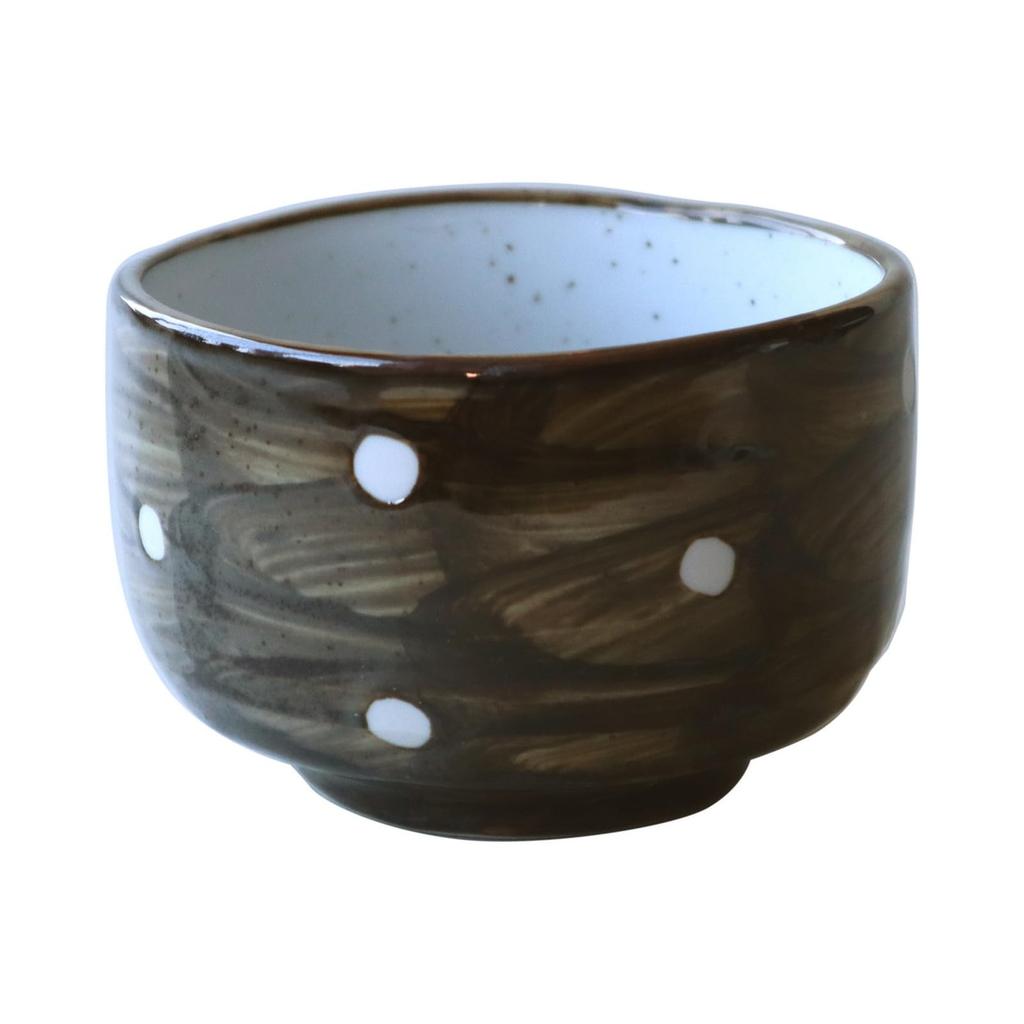 Awasaka [Wabisabi] Rust Polka Dot Matcha Bowl, Approx. 11cm Diameter X 7.5cm Height, Approx. 450ml Capacity, Microwave and Dishwasher Safe, Made In
