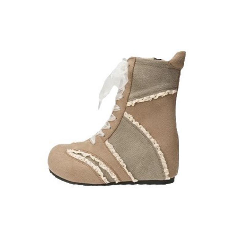 Retro inner heightening lace flat bottom Martin boots women's new fashion versatile boxing boots