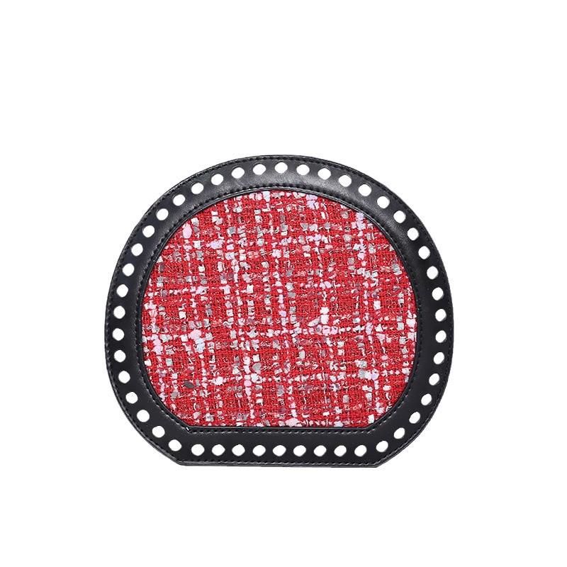 HyunA DIY Semi-Circular Knitted Bag Base with Leather Plate, 19x17cm, Handbag Accessory