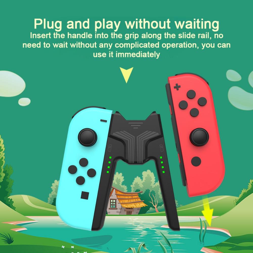 Nabíjecí rukojeť Joy-Con Kompatibilní s Nintendo Switch OLED, Přenosná rukojeť ve tvaru V s přechodem pro Switch Joy-con, Rychlost nabíjení při hraní