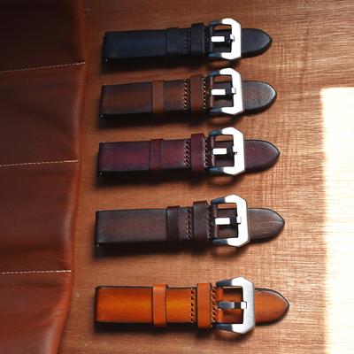 Uhrenarmband, handgefertigt, echtes Leder, hochwertiges Ersatzarmband, 20 mm/22 mm/24 mm, fünf Farben, optional mit Schnellverschluss