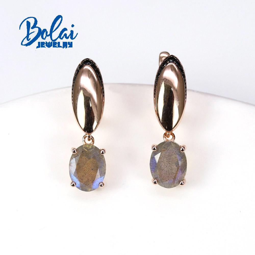 

Bolaijewelry, серьги с лабрадоритом, натуральный ограненный драгоценный камень, серебро 925 пробы, розовое золото, ювелирные украшения для женщин, подарок на годовщину синий