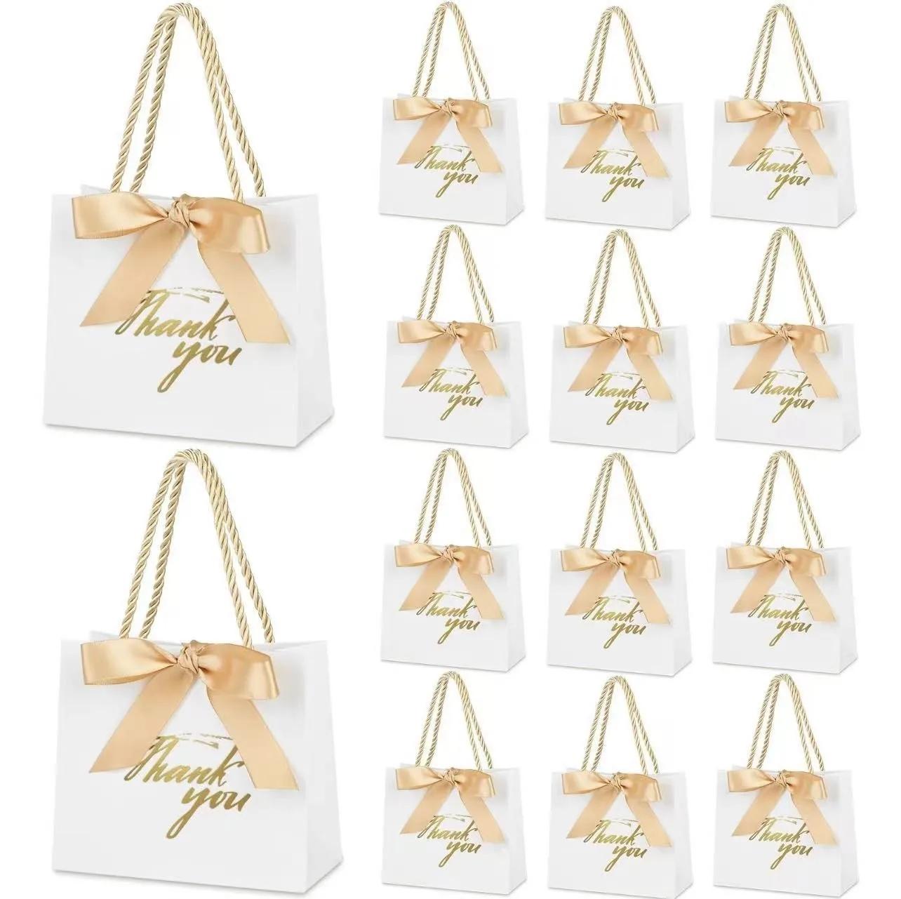 

10 шт. Маленькие подарочные пакеты «Спасибо» - пакеты для конфет с лентой-бантом для свадьбы, детского праздника, дня рождения, упаковочные коробки, подарочные коробки Other