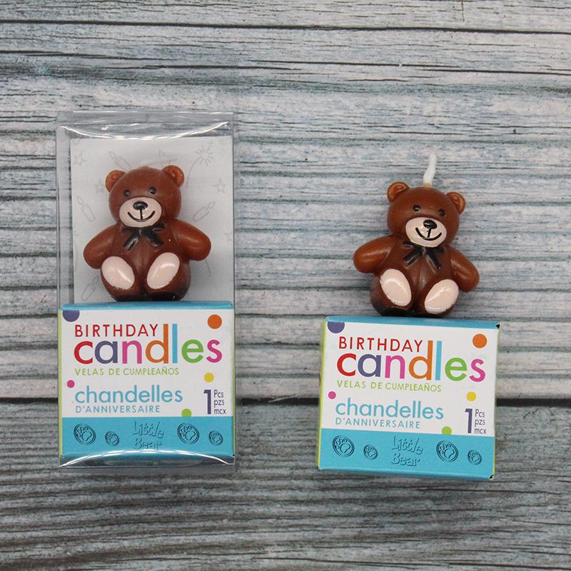 Ins Cartoon Teddy Bear Cute 1 Bear Birthday Candle Children's Party Decoration Cake Bear Candle