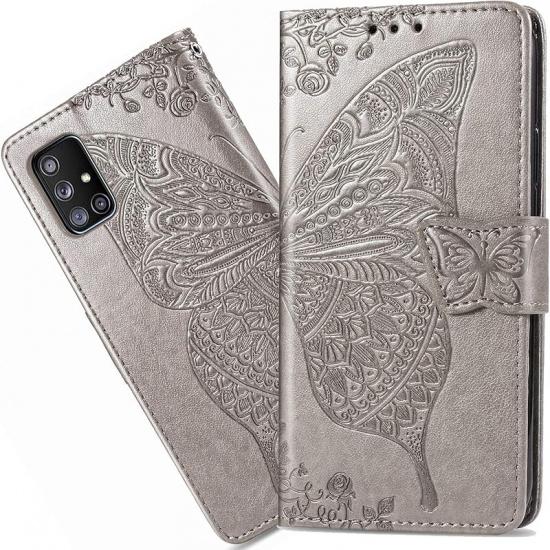 CCSmall for Samsung Galaxy A71 5G Wallet Case Bling for Women Girls, Floral Diamond Cute Butterfly PU Leather Flip Case Cover with Card Slot Holder