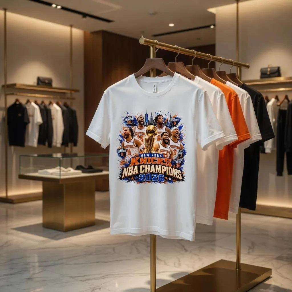 New York Knicks Finals Win 2026 Poster Graphic Print T-Shirt Men Women Summer New Tee Streetwear Y2k Harajuku Fashion Loose Casual Oversized Top