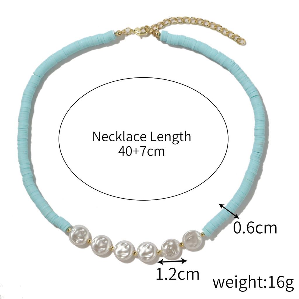 Necklace for Women Netflix Summer Colorful Soft Ceramic Necklace Female Niche Design Turquoise Fashion Collarbone Chain Elegant Necklace