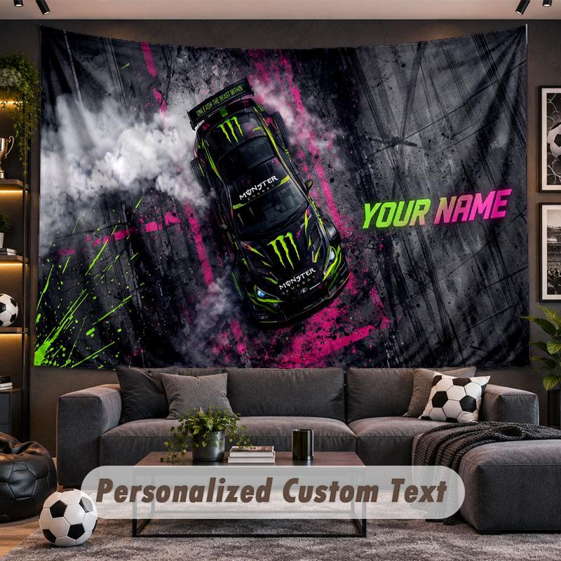 Wall Hanging Tapestry Custom NameMonster Energy Pattern Personalized Printed Fabric Wall Decor