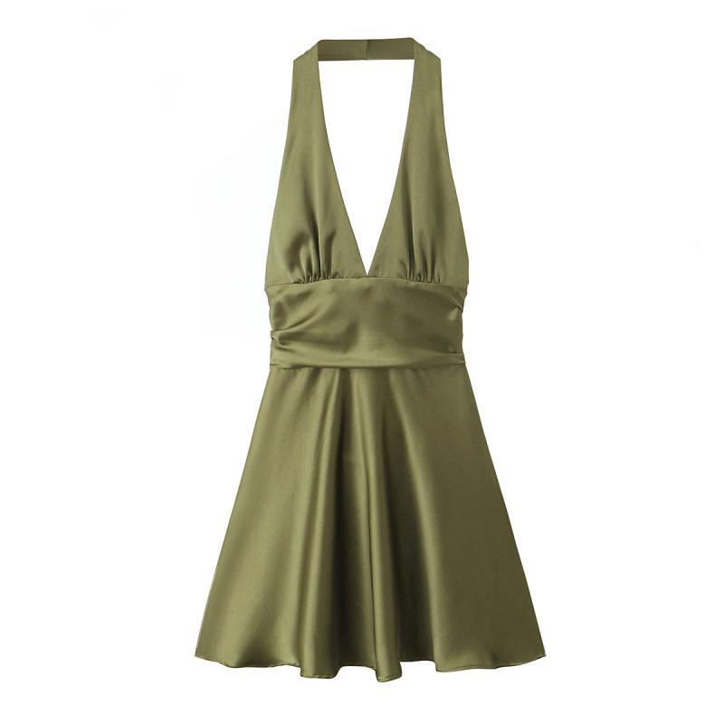 Spring Women's European & American Style Silk Satin Slip Dress