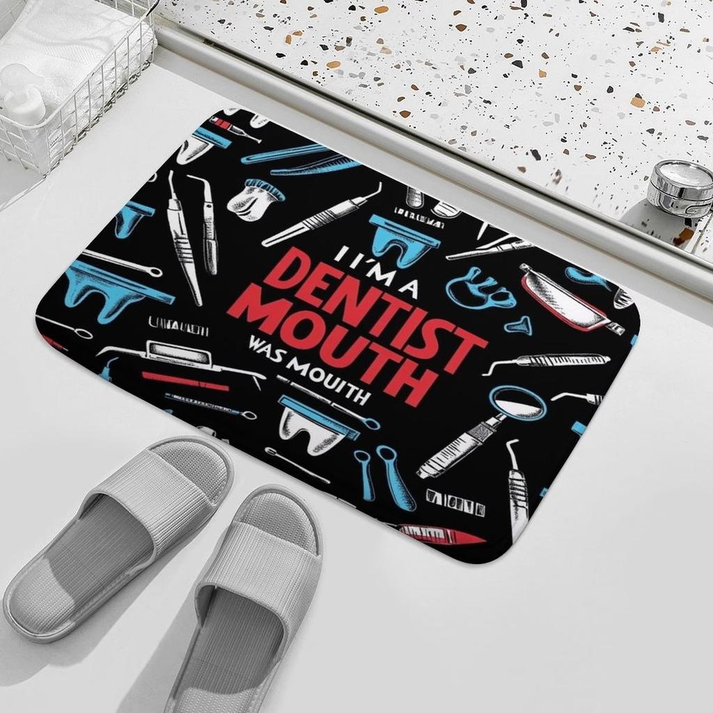 Dental Theme Pattern Door Mat Tooth Designs Smoke Technological Robotic Elements Dental Clinic Door Mat Dental Clinic Door Mat