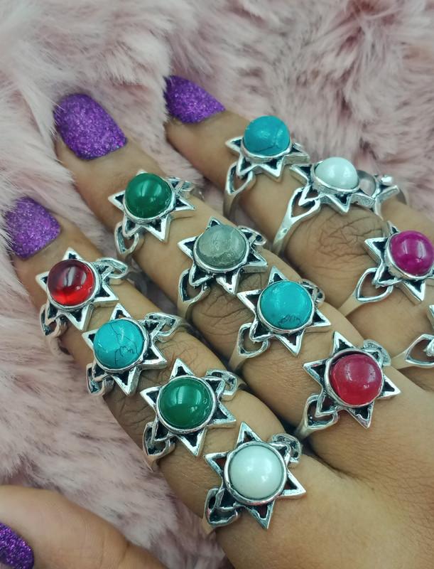 Garnet & Mix Gemstone 925 Sterling Silver Plated Sale 10 PCs Rings JN-7