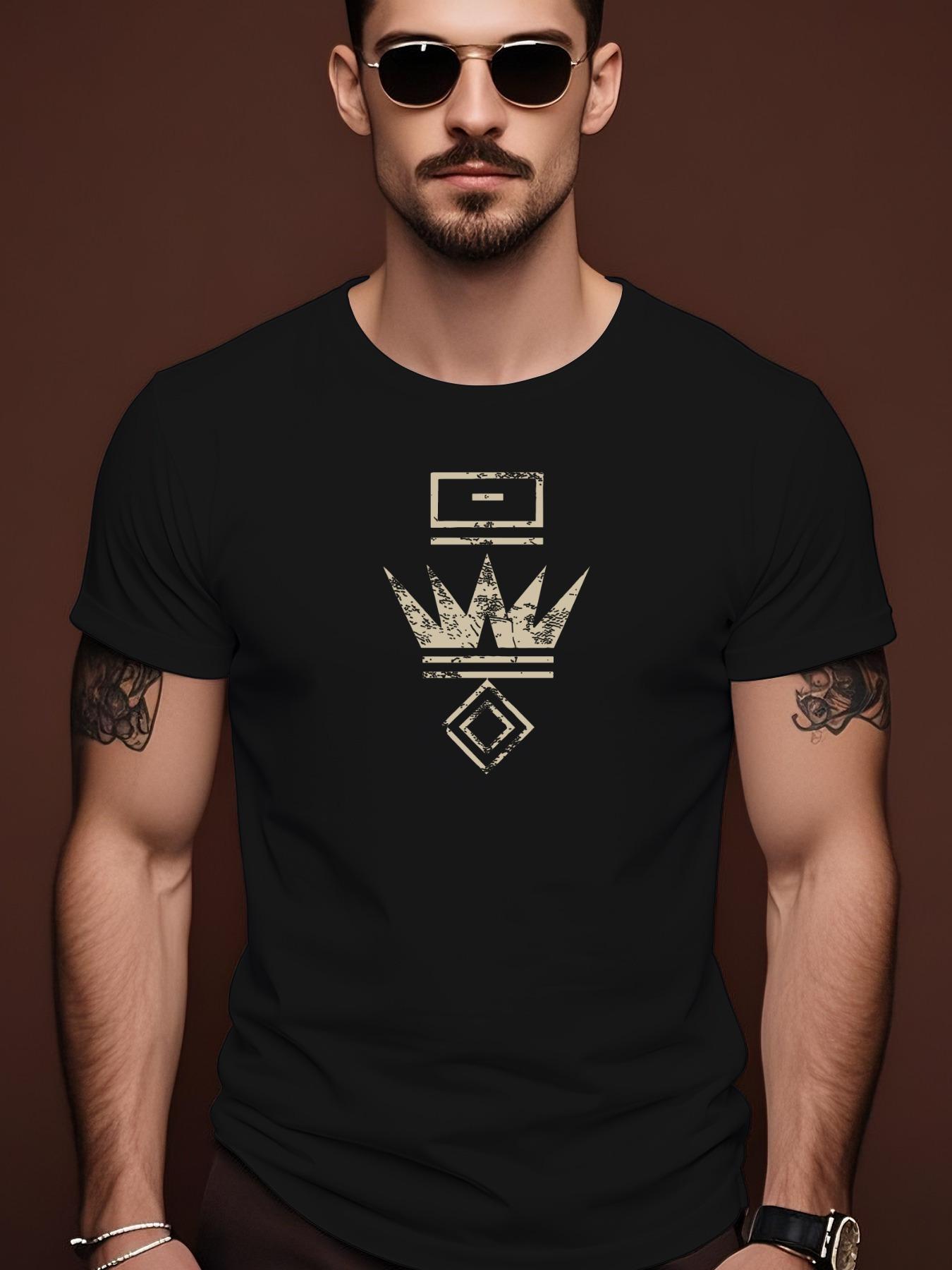 Summer Tshirt with Golden Crown Diamond Design - Soft Cotton XXL