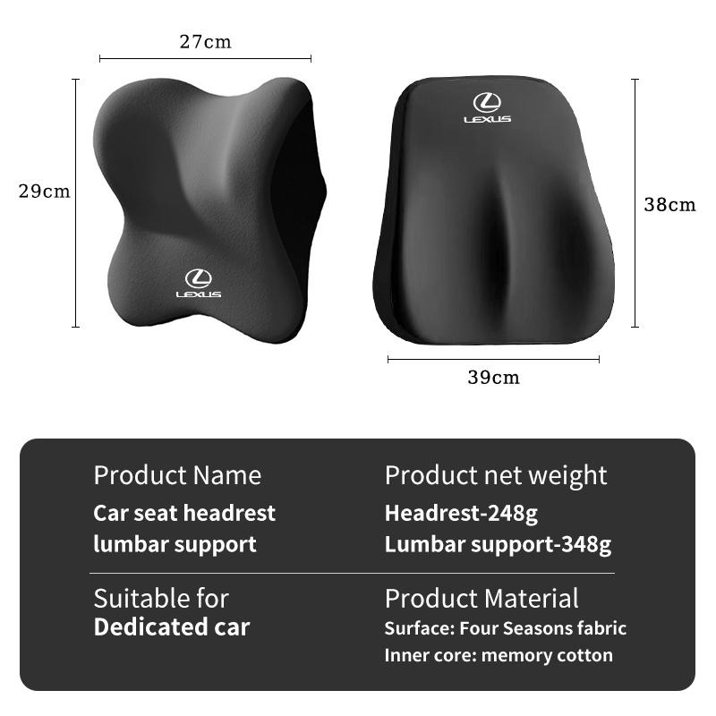 Car Seat Headrest Memory Foam Neck Pillow Lumbar Backrest Accessories For Lexus IS250 IS200 CT200h GS300 LS430 RX450h LX570 IS30 ACL1