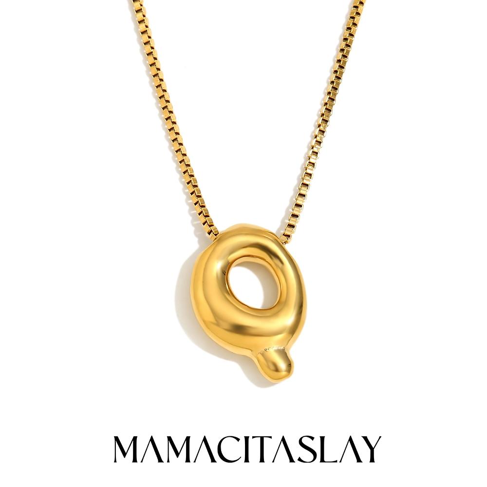 MamacitaSlay Creative 18K Gold Plated Stainless Steel Letter Pendant Necklace Party Waterproof jewelry Unisex Minimalist Gift
