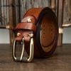 New Retro Fashion Personality Trend All-match Hollow First Layer Cowhide Pin Buckle Belt Men's Leather Jeans Belt