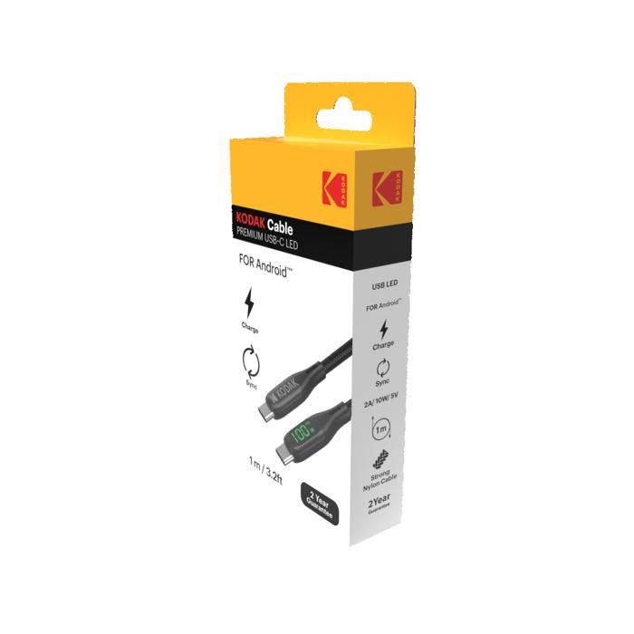 Câble USB-C noir - KODAK - 1 m - Marque: KODAK, Type du Produit: Câble, Type d'Interface: USB-C