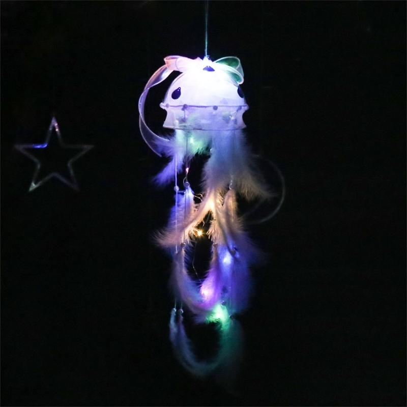 Handhold Light Up Jellyfish Lamp Toy Glowing Chandeliers Ambient Light for Restaurant Girls Kids Holiday Room Ornament