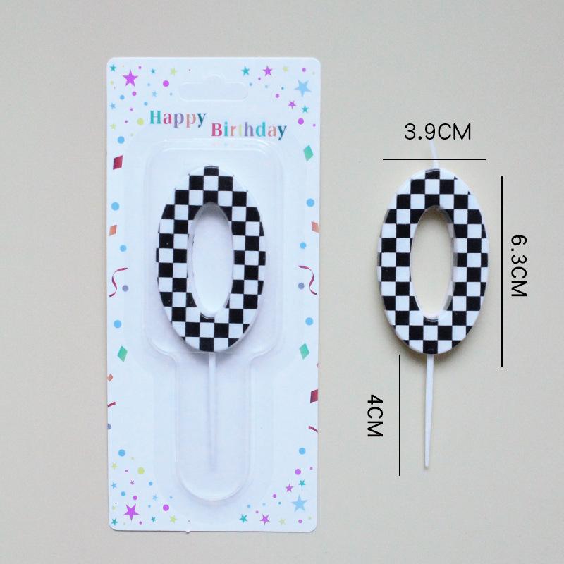 Checkerboard Number 0-9 Candle Birthday Party Decoration Black and White Checkered Card Number Candle