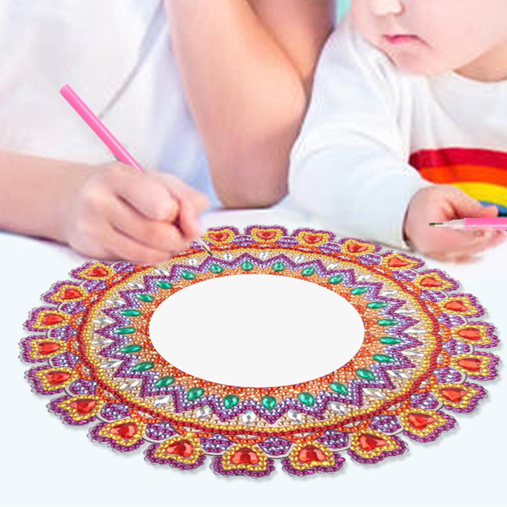 DIY Round Diamond Painting Mirror Mandala Diamond Embroidery Mosaic Cross Stitch Makeup Mirror Bedroom Home Decoration Gifts