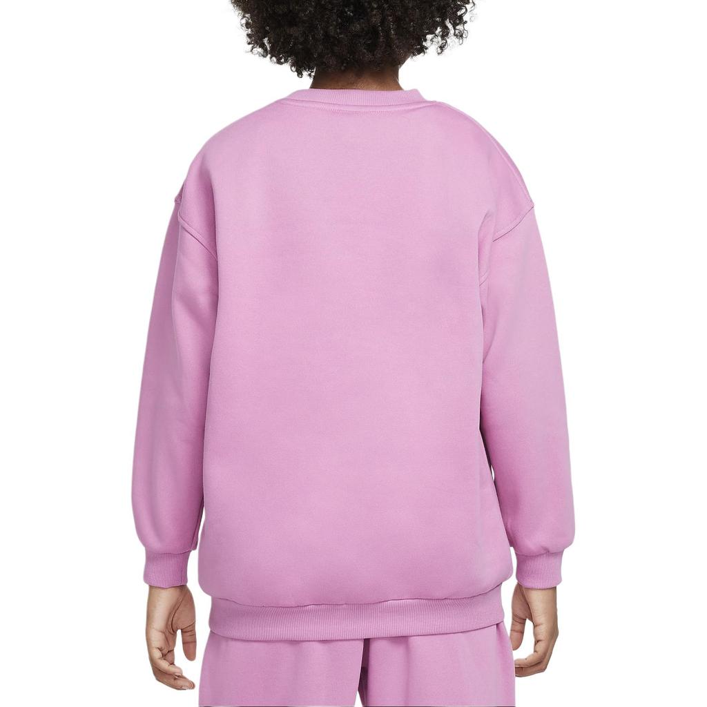 Nike Sportbekleidung Club Fleece Bequem Einfarbig Bestickt Rundhalsausschnitt Langarm Magic Flamingo Jugend Kinder Oberteile FD2923646