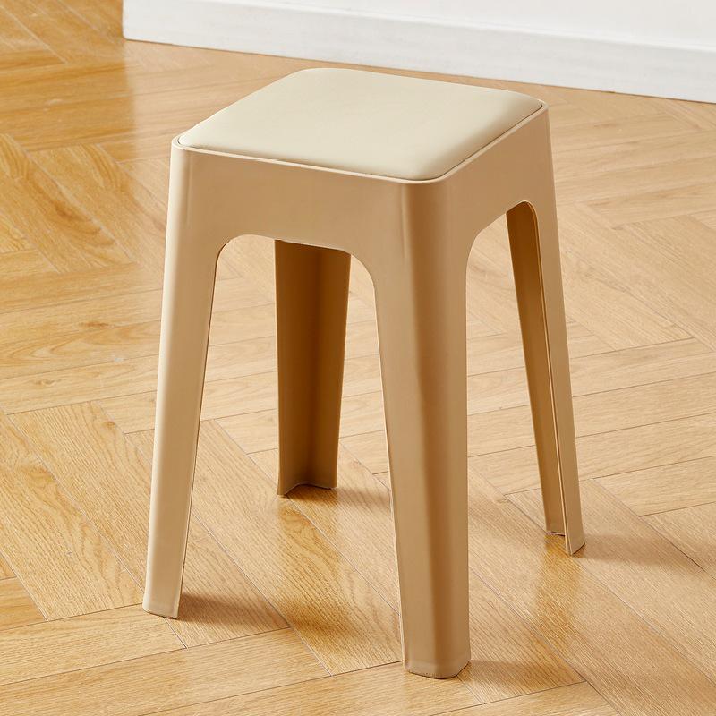 Stackable Non-slip Upholstered Plastic Stool for Dining, Living Room & Storage