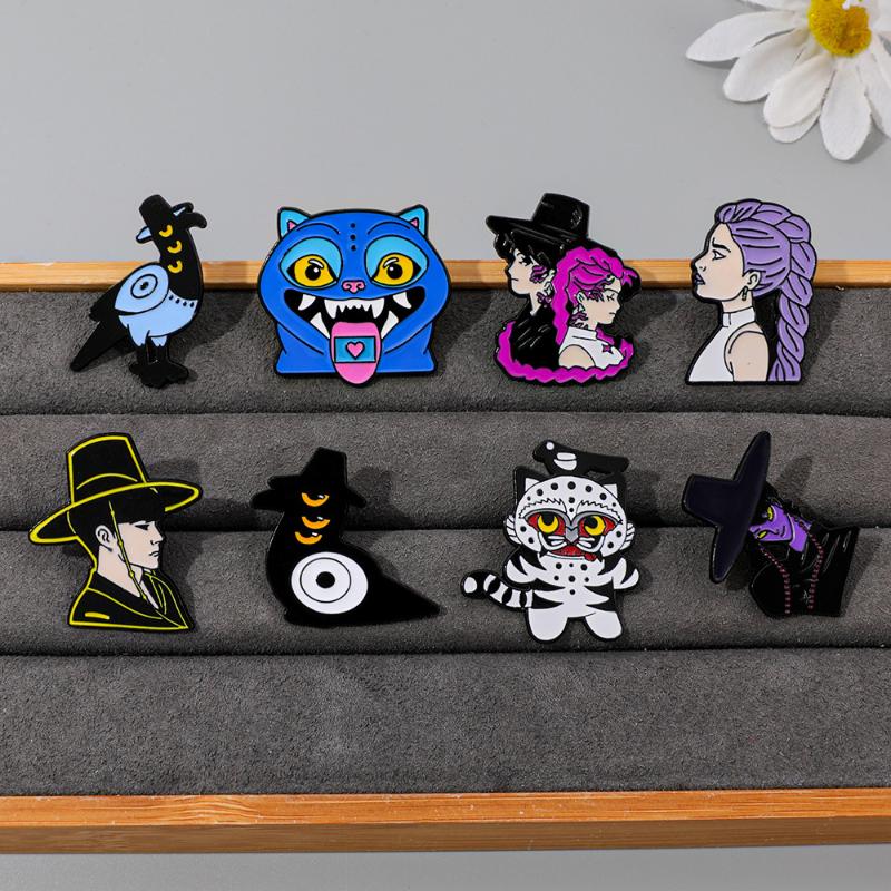 Happy Blue Cat Enamel Pin Fantastic Hunter Team Brooches Woman Men Backpack Badge Accessories Lapel Pin Jewelry Gift