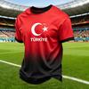 Men's Casual Crew Neck Short Sleeve Pullover T-Shirt Football Fan Top Turkey National Team Inspired Design Comfortable Fit