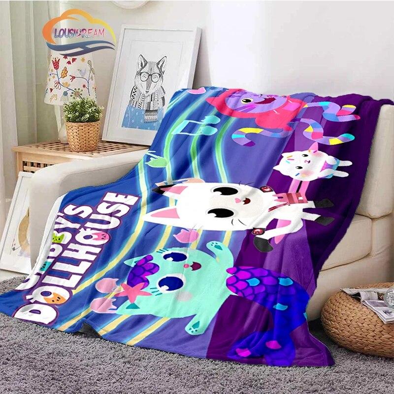 Cartoon Gabby's Dollhouse Cute Cashmere Blanket Children and Girls Warm Portable Plush Cozy Throw Blanket Bed Sofa Blanket