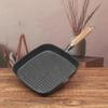 Stekpanna för biff i gjutjärn, Obehandlad och non-stick, Hushållsrandig 24 cm Specialpanna för stekning av nötköttsbiff, Pann med platt botten