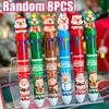8 Pcs Capybara Christmas Design Multicolor Ballpoint Pens, 0.7mm 10 Colors Pens for School Student Home Office Stationery,Christmas Gift Accessories