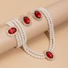 3Pcs/set French Elegant Elegant Multi Layer Imitation Pearl Jewelry Set 2025 Summer Party Wedding Gift Beaded Choker Necklace Earrings Sets for Women