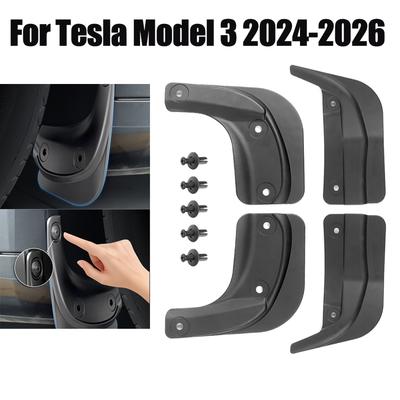 Vordere und hintere Schmutzfänger für Tesla Model 3 2024 2025 2026 Weicher Schmutzfänger Spritzschutz Kotflügel Ohne Bohren Schmutzfänger Reisezubehör