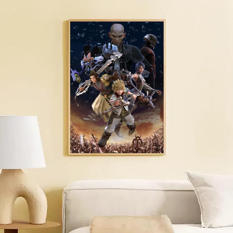 Kingdom Hearts Game Movie Sticky Posters Vintage Room Home Bar Cafe Decor Room Wall Decor