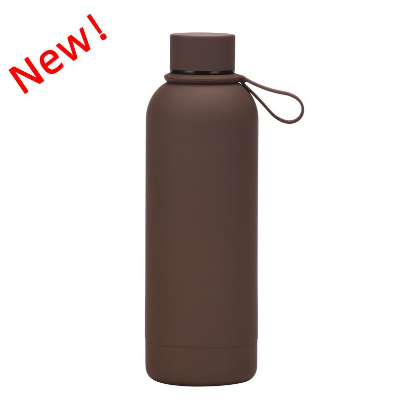 500 ml Edelstahl-Thermoskanne mit kleiner Öffnung, tragbare Outdoor-Sport-Wasserflasche mit Silikongriff, Kaffeetasse