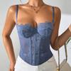Sexy Gathering Slim Fit Fishbone Bust Eyelashes Lace Perspective Pure Desire Suspender Vest Vest Women's Exterior Wear