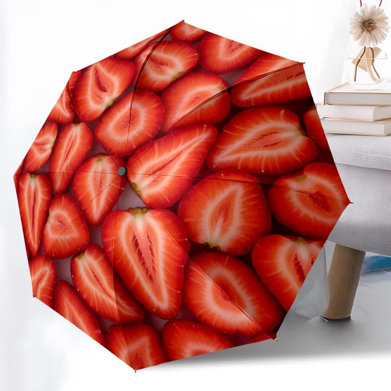 1 PC Automatic Folding Umbrella -Some fruitsPattern,Portable & Foldable Design with 8 Ribs,Christmas Birthday Gifts