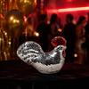 Eye Catching Desk Accessories Disco Ball Rooster Figurine, Mirror Mosaic Tabletop Ornament, Unique Retro Art Decorative Style Statue Sculpture