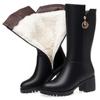 Soft Leather Boots Women's Boots Winter Fleece Cotton Boots Thickened Cotton Hair Tall Heel Women's Boots Mom Medium Boots