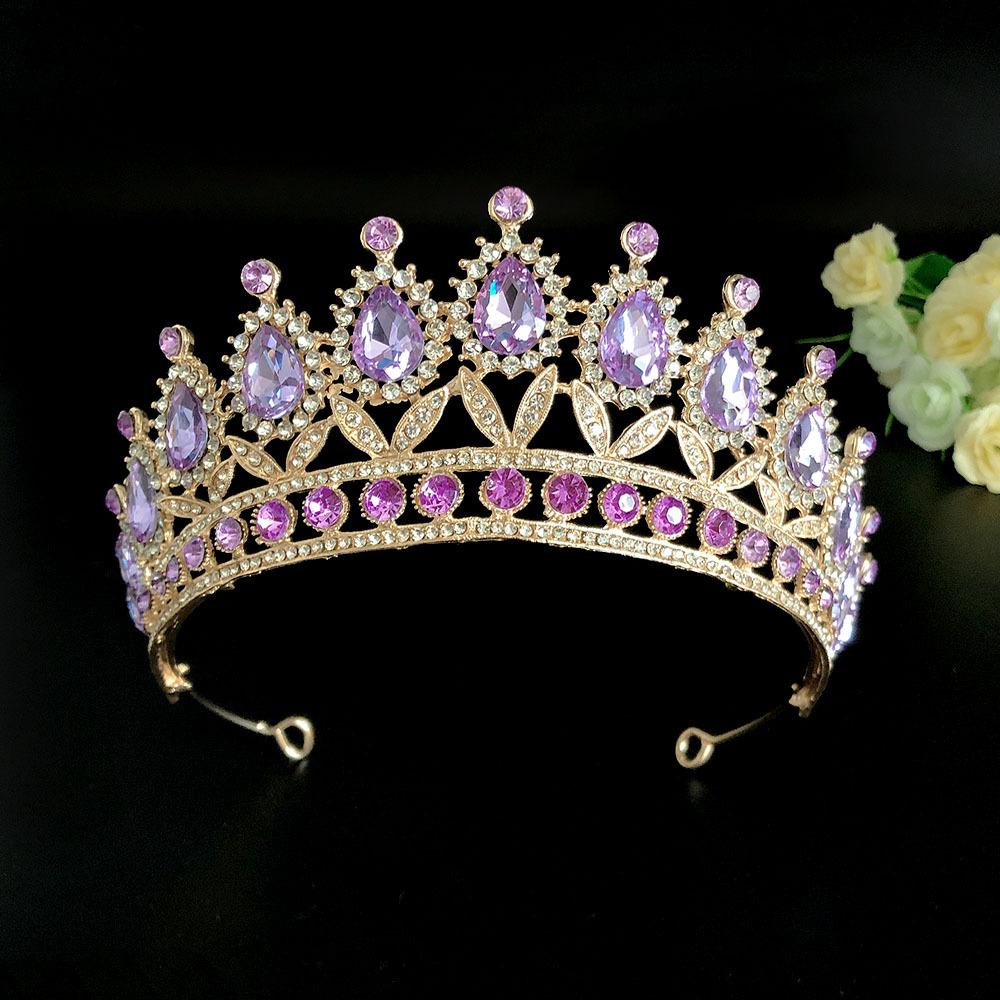 Bridal Crown Baroque Drop Diamond Princess Crown Performance Birthday Tiara Wedding Dress Accessories