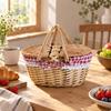 Oval Wicker Basket Compact Storage Hand-Woven Long-Lasting