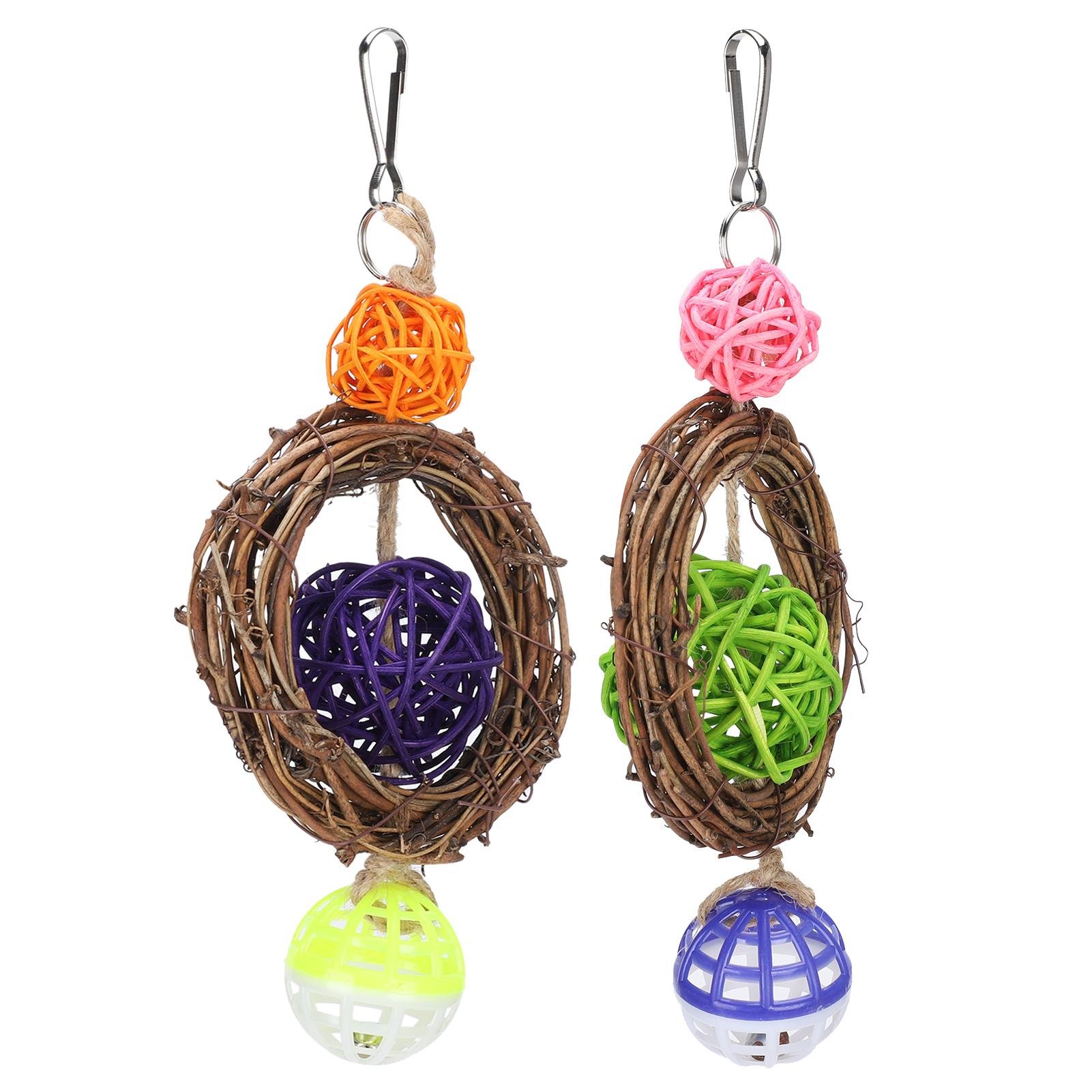 

Parrots Toy Rattan Ball Ring Bell Swing Toy Hanging Pet Cage Decor Bird Accessories