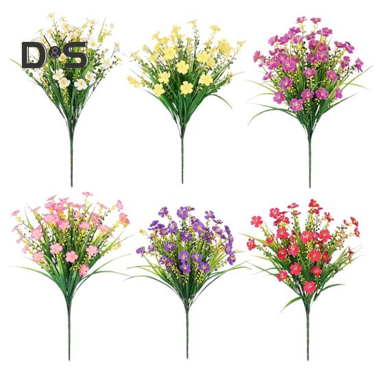 2 Pcs Artificial Flowers Bundle UV-Resistant Faux Plants Non-fading Fake Flowers for Home Vase Basket Window Box Outdoor Decoration