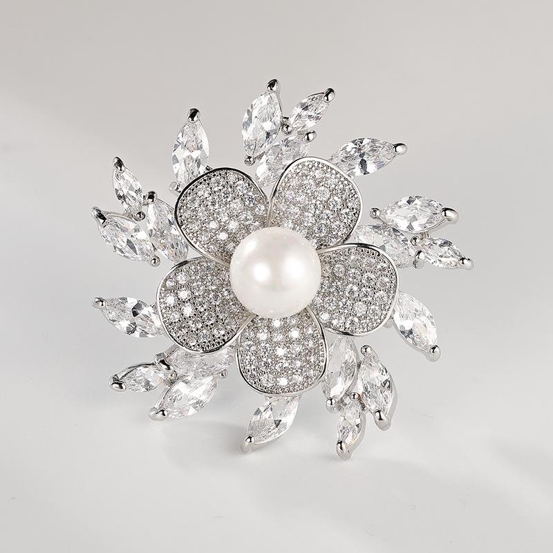 Bo Xin Yun Korean Zirconia Floral Brooch - Elegant Corsage Gift Pin