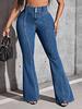 Women's High-Waisted Patchwork Flared Stretch Jeans - Spring/Autumn
