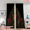 2pcs 2D Flat Printing Christmas Party Curtains Christmas Poinsettia Holly Berries_b Digital Printed Polyester Drapes Party