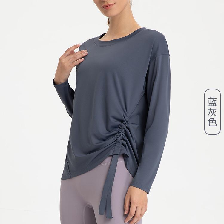 European and American sports blouses, women's loose yoga clothes, breathable casual running fitness clothes, long-sleeved T-shirts, quick-drying