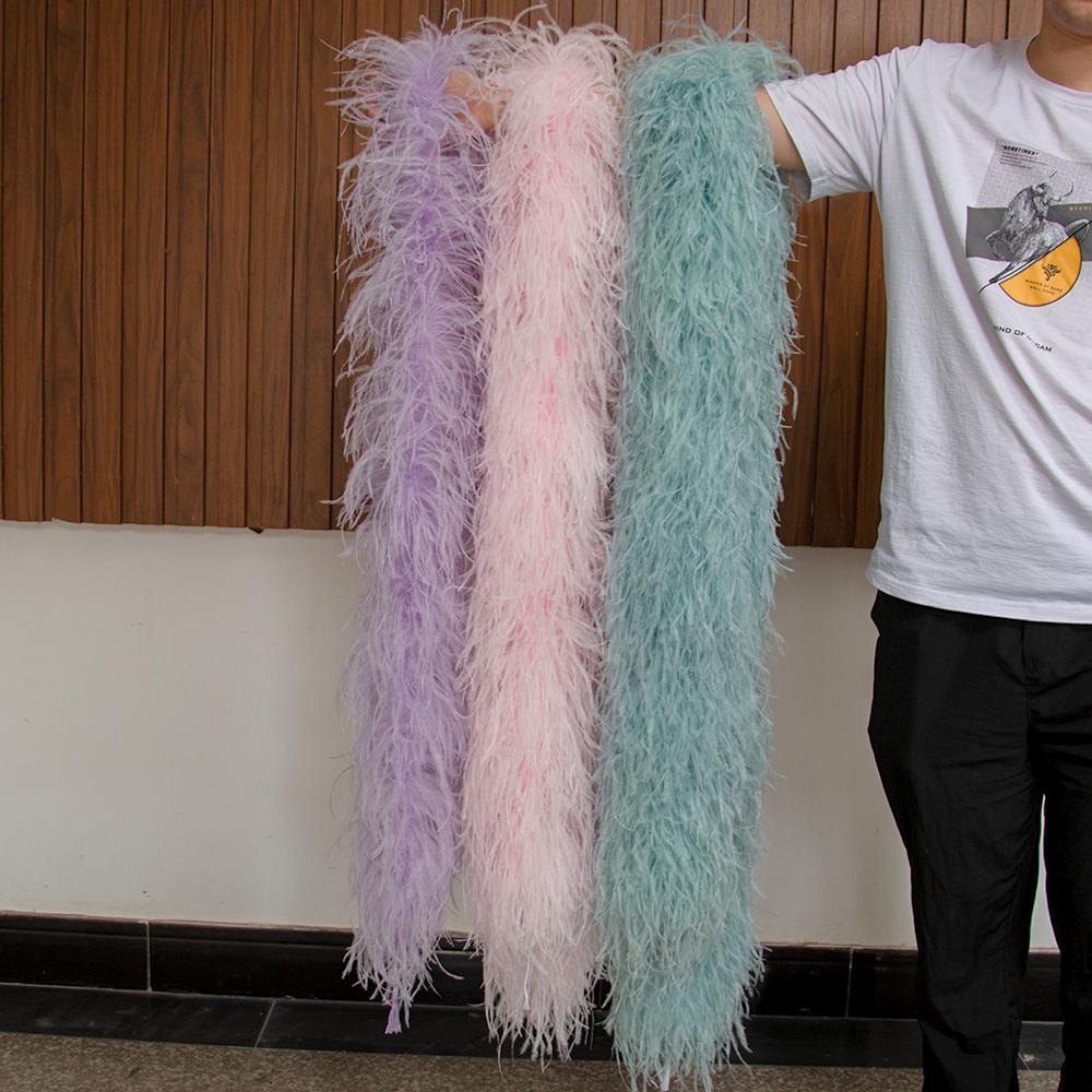 DIY 2M Blue Feathers Boa Ostrich Plumes Shawl 1/2/3/4/6Ply Wedding Drees Decoration Accessory Soft Fluffy Plume For Crafts White Boa
