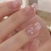 24Pcs Pink Ballerina Press On Nails With Glue Star Moon Glitter Full Cover Fake Nail Tips Art