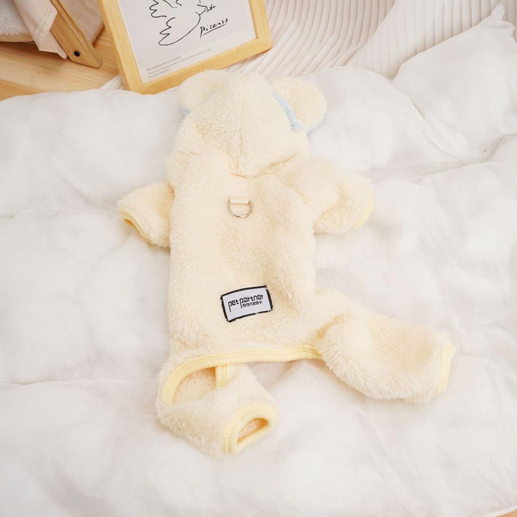 Cat and Dog Clothing Pet Autumn and Winter Plush Jumpsuit Pet Four Legged Pajamas Teddy Bear Small Dog Clothing Puppy Clothes