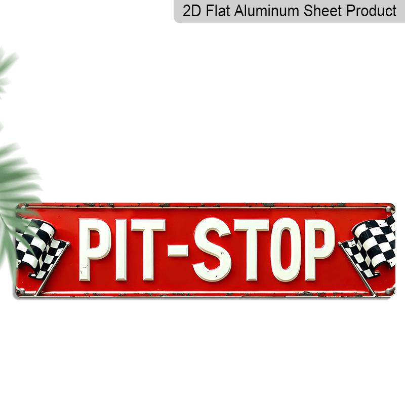 

2D Flat - A Vintage Racing Metal Sign Designed for Decoration, Featuring A Pit Stop Theme. This Heavy-Duty Aluminum Piece Is Perfect for A Garage 40cm x 10cm